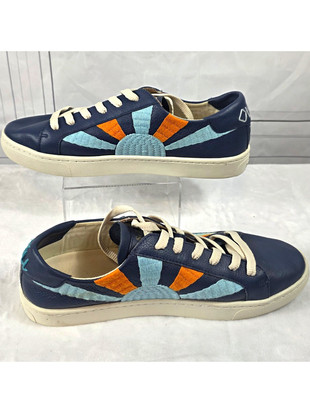 Soludos Men's Blue Colorblock Leather Lace Up Sneakers US 10 EU 40.5 UK 8